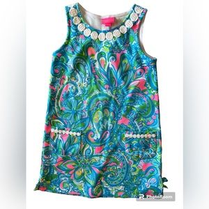 Lilly Pulitzer Girls 6/7 Blue Little Lilly Knit Dress